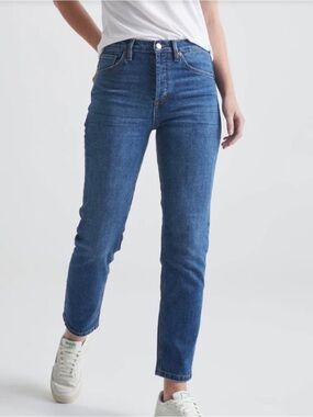 DU/ER High Rise Straight Ankle Jeans Stretch Button Fly Womens Size 26x29 denim